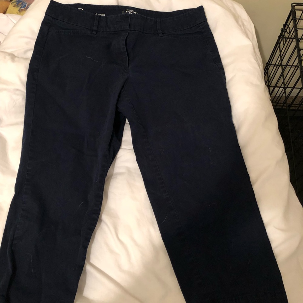 Navy cropped LOFT professional pants 8Petite
